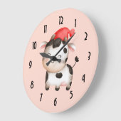 Happy Cow mit einem Red Hat Niedlich Große Wanduhr (Winkel)