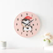 Happy Cow mit einem Red Hat Niedlich Große Wanduhr (Zuhause)
