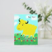 Happy Cow mit Wolken Postkarte (Stehend Vorderseite)