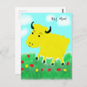 Happy Cow mit Wolken Postkarte (Vorne/Hinten)