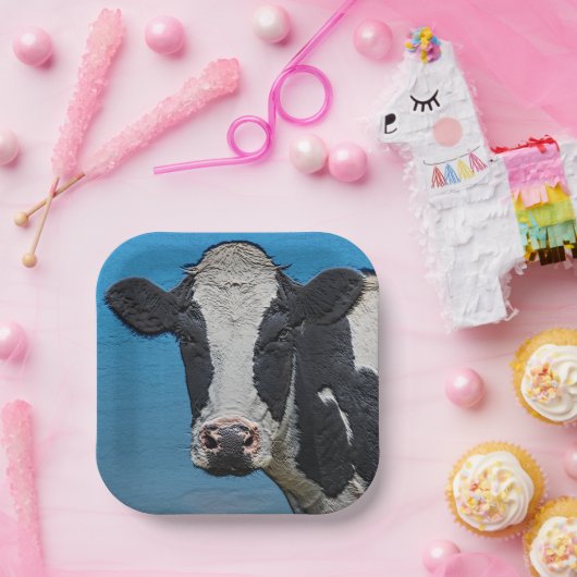 Happy Cow Portrait Pappteller (Party)