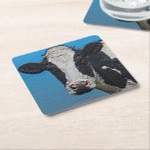 Happy Cow Portrait Rechteckiger Pappuntersetzer (angewinkelt)