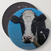Happy Cow Portrait Square Button (Vorne & Hinten)