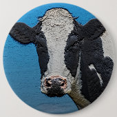Happy Cow Portrait Square Button (Vorderseite)