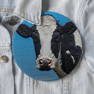 Happy Cow Portrait Square Button