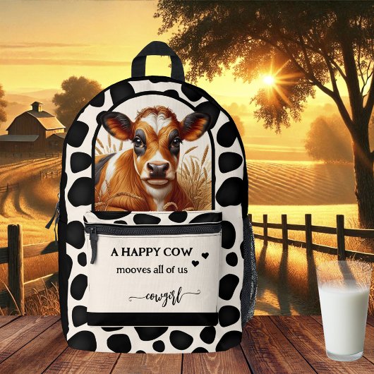 Happy Cow Quote Cowgirl Bedruckter Rucksack