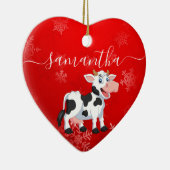Happy Cow Red Heart Weihnachten Keramik Ornament (Rechts)