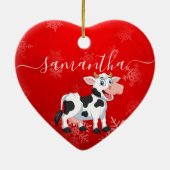 Happy Cow Red Heart Weihnachten Keramik Ornament (Hinten)