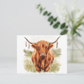 Happy Cow Watercolor Postcard Postkarte (Stehend Vorderseite)