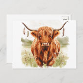 Happy Cow Watercolor Postcard Postkarte (Vorne/Hinten)