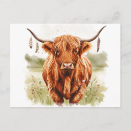 Happy Cow Watercolor Postcard Postkarte