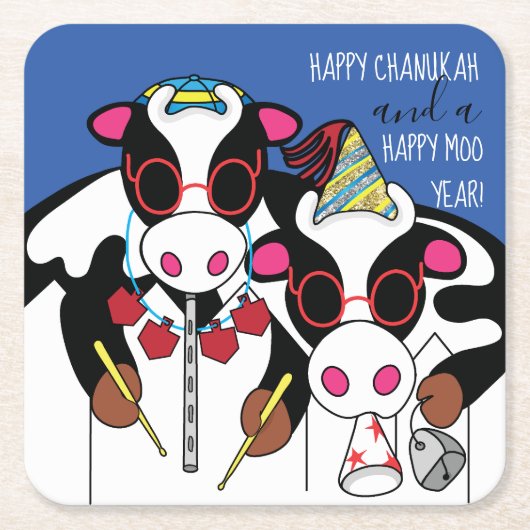 Happy Cows Chanukah Rechteckiger Pappuntersetzer (Vorderseite)