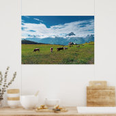 Happy Cows on Farm in Switzerland Poster (Küche)