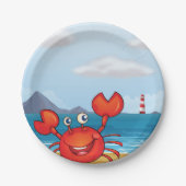 Happy Crab am Strand Pappteller (Vorderseite)