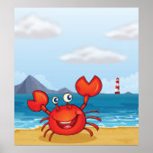 Happy Crab am Strand Poster (Vorne)