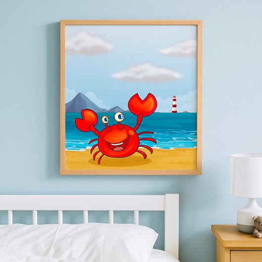 Happy Crab am Strand Poster