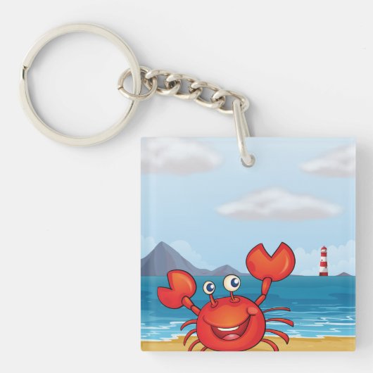 Happy Crab am Strand Schlüsselanhänger (Vorderseite)