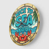 Happy Crab Beach Sea Große Wanduhr (Winkel)