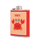 Happy Crab, benutzerdefinierte Monogramm-Flaschen Flachmann (Links)