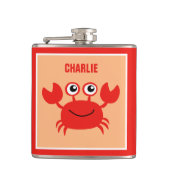Happy Crab, benutzerdefinierte Monogramm-Flaschen Flachmann (Vorderseite)