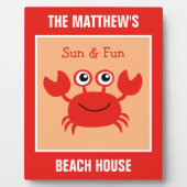 Happy Crab benutzerdefinierte Textplakette Fotoplatte (Vorderseite)