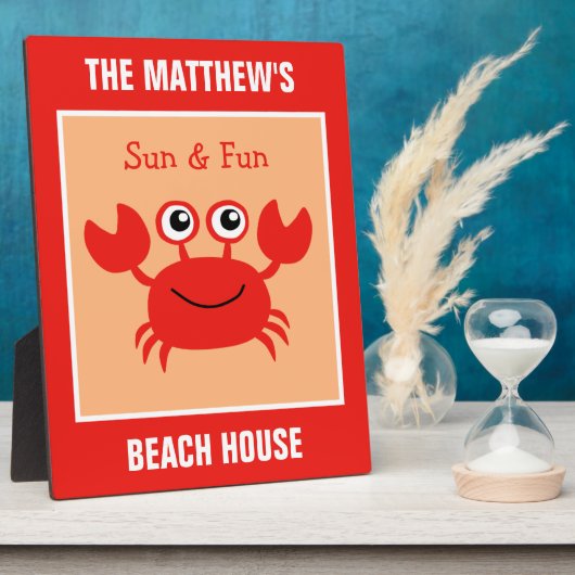 Happy Crab benutzerdefinierte Textplakette Fotoplatte (Seite)