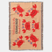 Happy Crab benutzerdefinierte Textwerfer Decke (Vorderseite Vertikal)