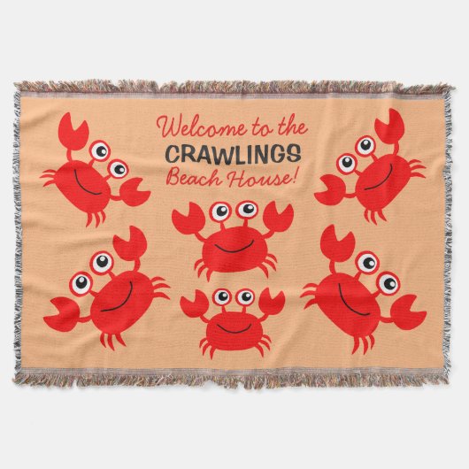 Happy Crab benutzerdefinierte Textwerfer Decke (Vorderseite)