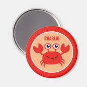 Happy Crab benutzerdefinierter Monogramm-Magnet Magnet (Vorderseite/Rückseite)