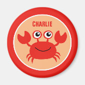 Happy Crab benutzerdefinierter Monogramm-Magnet Magnet (Vorne)
