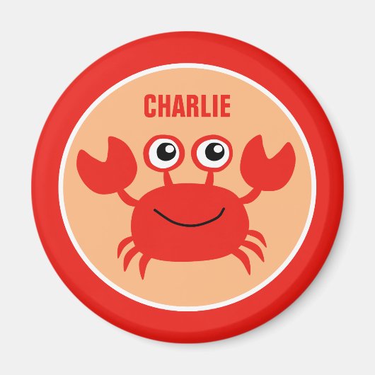 Happy Crab benutzerdefinierter Monogramm-Magnet Magnet (Vorne)