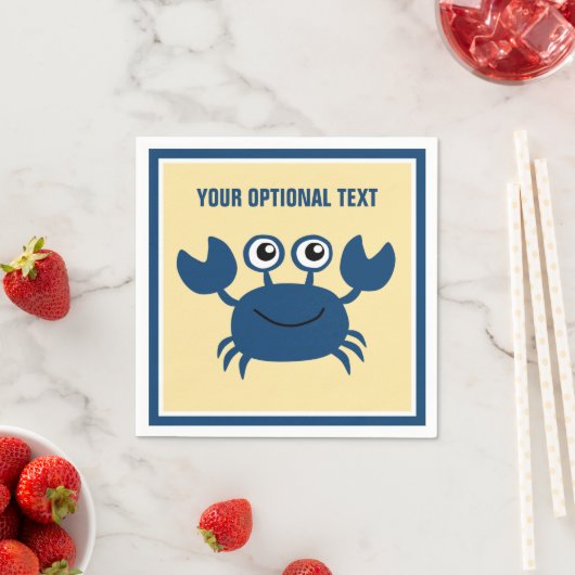 Happy Crab Benutzerdefinierter Text Serviette (Beispiel)