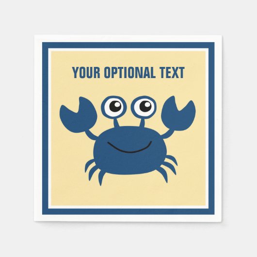 Happy Crab Benutzerdefinierter Text Serviette (Vorderseite)