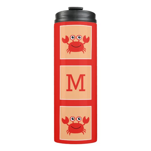 Happy Crab Custom Monogram Tumbler Thermosbecher (Vorderseite)