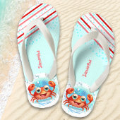 Happy Crab Girl Beach Name Kinder Flip Flops Kinderbadesandalen