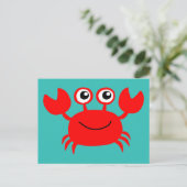 Happy Crab Postcard Postkarte (Stehend Vorderseite)
