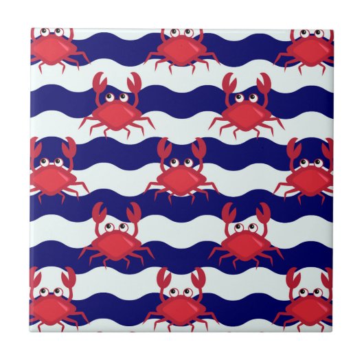 Happy Crabs Pattern Fliese (Vorderseite)