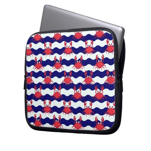 Happy Crabs Pattern Laptopschutzhülle (Vorderseite Links)