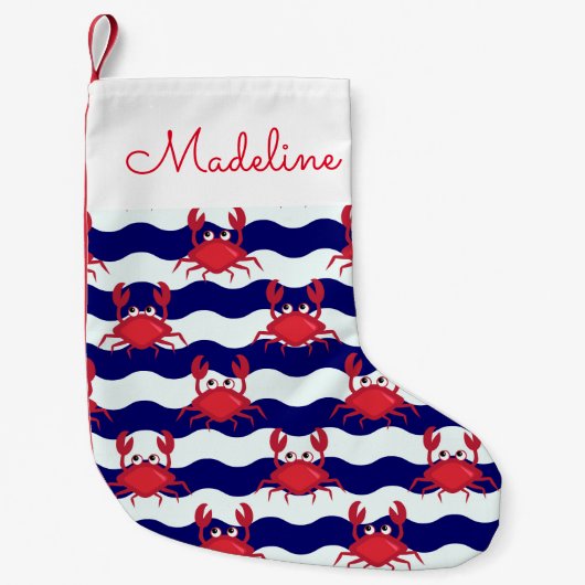 Happy Crabs Pattern| Name hinzufügen Kleiner Weihnachtsstrumpf (Vorderseite)