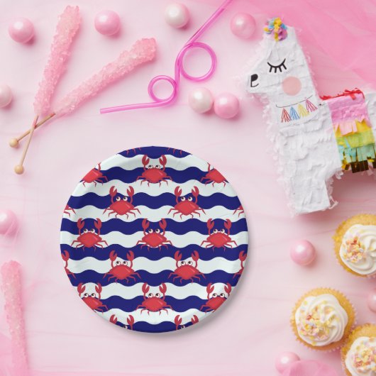 Happy Crabs Pattern Pappteller (Party)