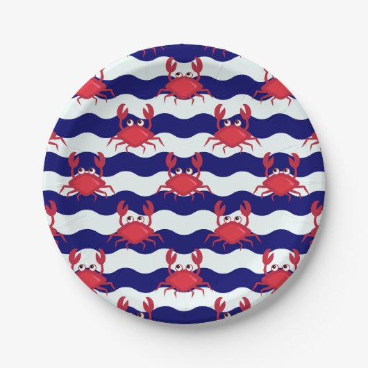 Happy Crabs Pattern Pappteller (Vorderseite)