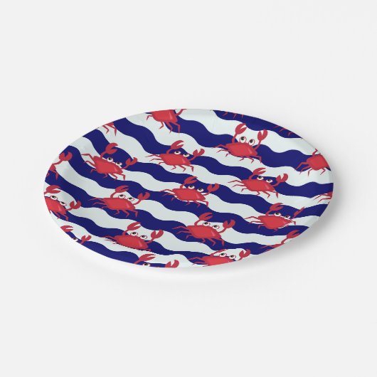 Happy Crabs Pattern Pappteller (Schrägansicht)