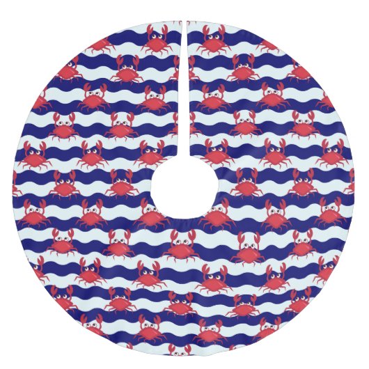 Happy Crabs Pattern Polyester Weihnachtsbaumdecke (Vorderseite)