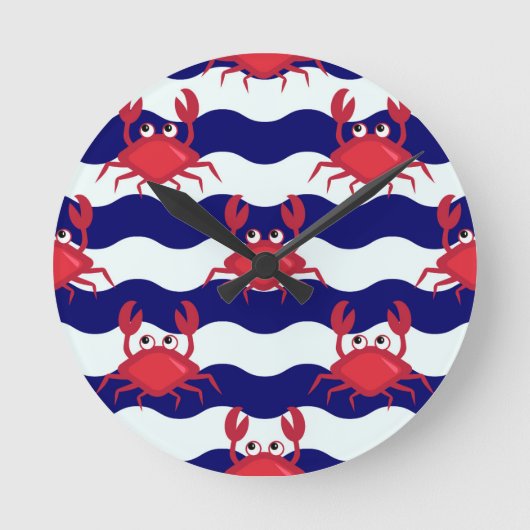 Happy Crabs Pattern Runde Wanduhr (Vorderseite)