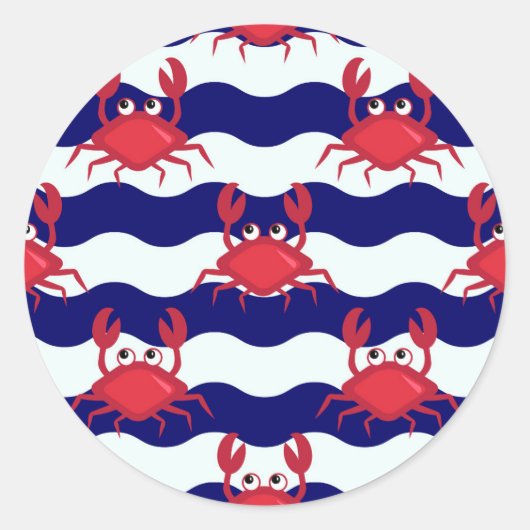 Happy Crabs Pattern Runder Aufkleber (Vorderseite)
