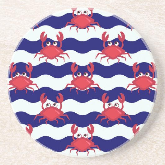 Happy Crabs Pattern Sandstein Untersetzer (Vorne)