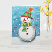 Happy Crayon Snowman Weihnachtskarte Karte (Gelbe Blume)