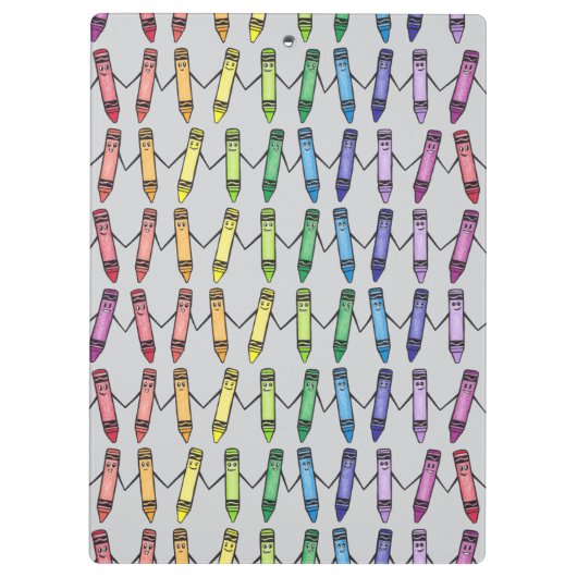 Happy Crayons Pattern Clipboard Klemmbrett (Rückseite)