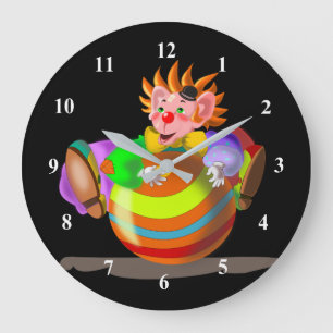 Happy Crazy Clown Große Wanduhr