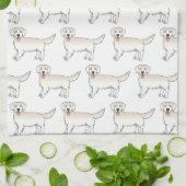 Happy Cream Golden Retriever Cartoon Dog Muster Geschirrtuch (Gefaltet)